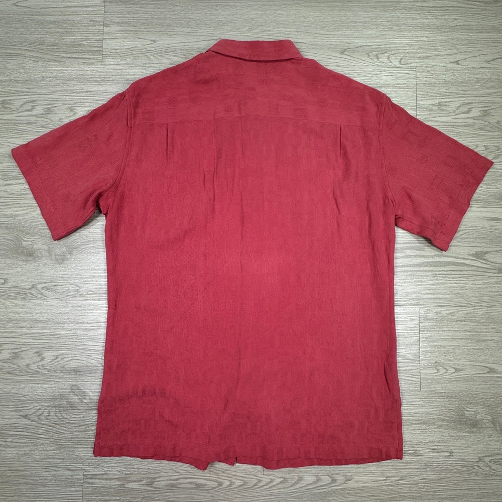 Tori Richard Men's Button Down Shirt Coral Pink/Red Medium Silk Cotton Jacquard